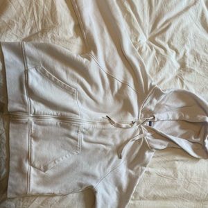 White Calvin Klein Zip Up Hoodie